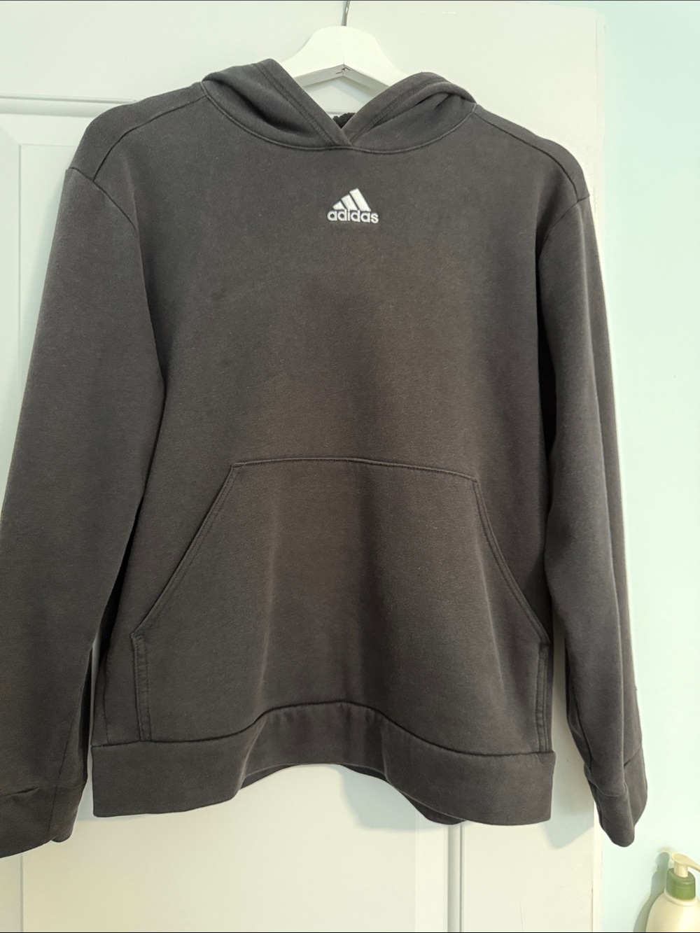 adidas Men's Charcoal Gray Hoodie with White Logo